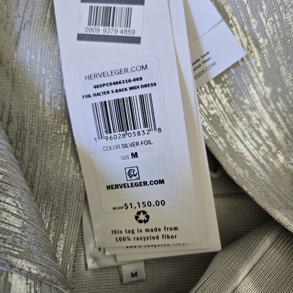 NWT Herve Leger Metallic Foil Bandage Midi Dress - Picture 13 of 14